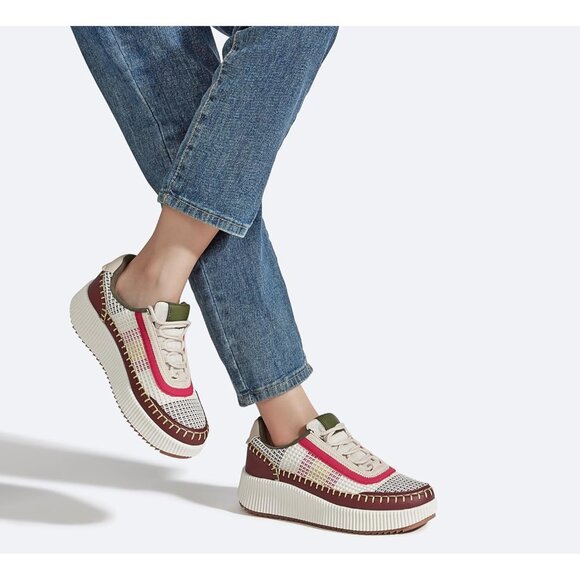 Lucky Step Women's Wine Platform Sneakers Rhinestone Fashion Chunky Shoes - Picture 9 of 9